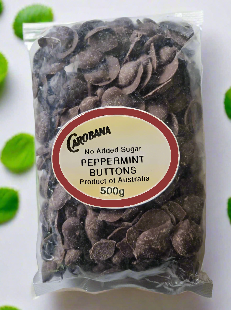 Carobana - Diabetic Friendly - Peppermint Carob Buttons (125g, 500g) - No Added Sugar (NAS)