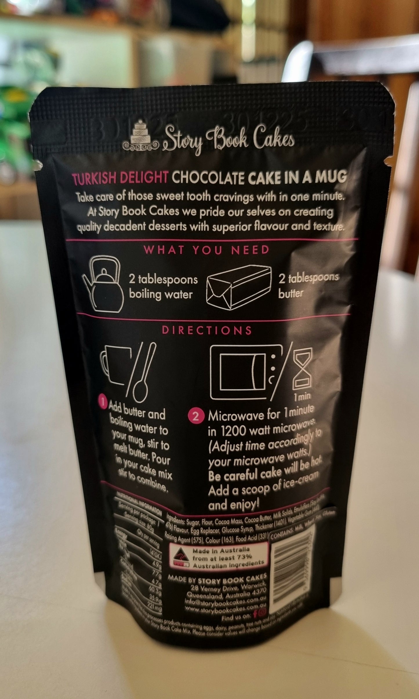 Story Book Cakes - Turkish Delight Mud Cake - In a Mug (80g)