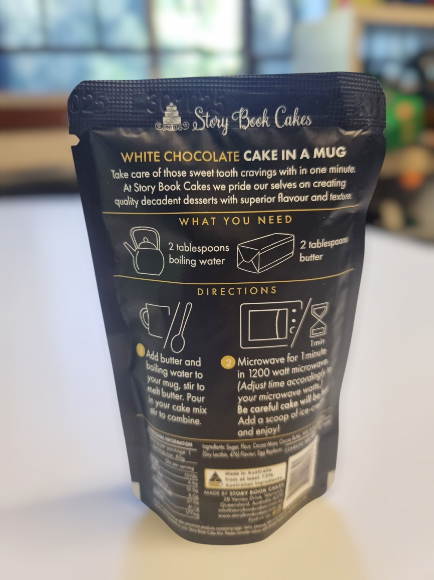 Story Book Cakes - White Chocolate Mud Cake - In a Mug (80g)