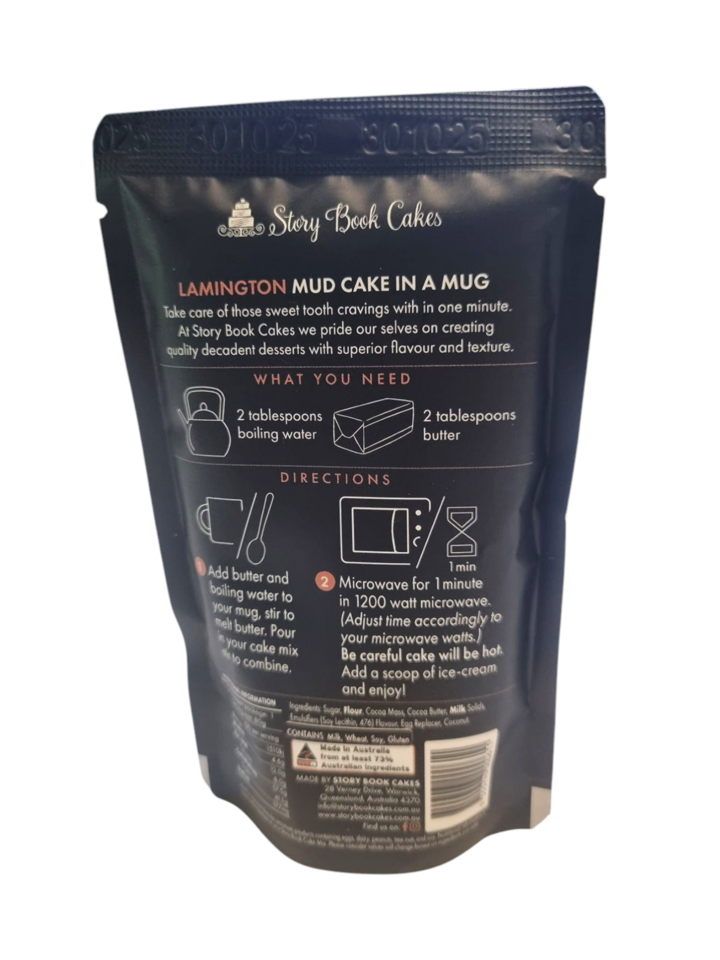 Story Book Cakes - Lamington Mud Cake - In a Mug (80g)