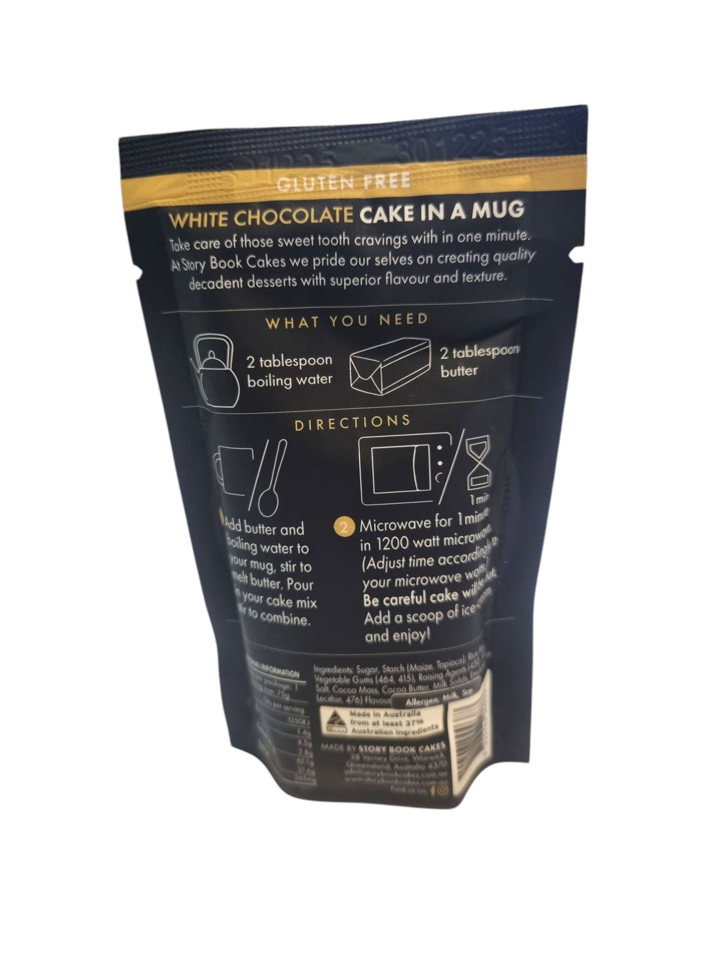 Story Book Cakes - Gluten Free - White Chocolate Mud Cake Mix - in a Mug (80g)