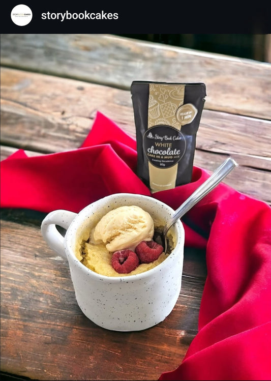 Story Book Cakes - White Chocolate Mud Cake - In a Mug (80g)