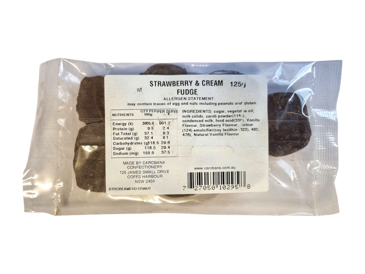 Carobana Carob Coated Strawberry Fudge (125g)