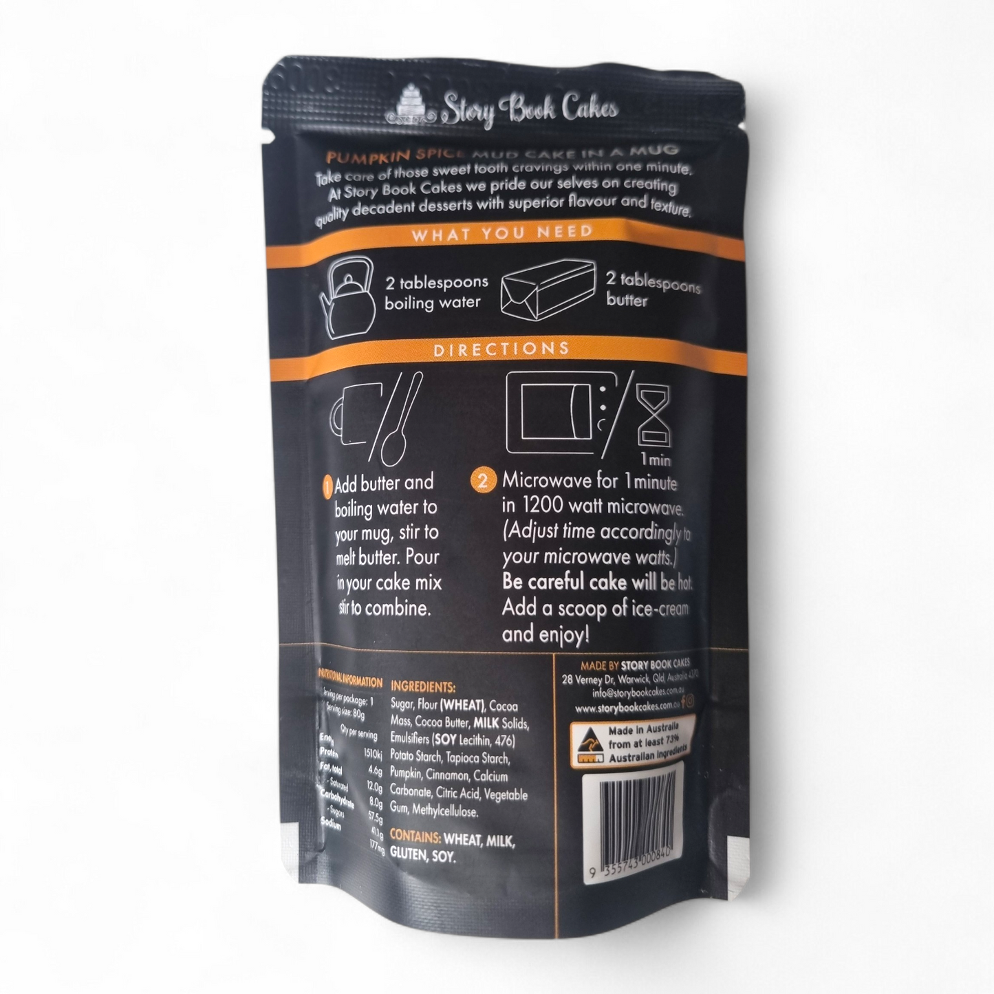 Story Book Cakes - Limited Edition - Pumpkin Spice Mud Cake - In a Mug (80g)