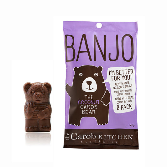 The Carob Kitchen - Banjo Bear (8 pack) - Healthy Caffeine-Free Kids Snack, Great for Lunchboxes! - - Gluten Free - No Added Sugar -Mint, Coconut & Milk
