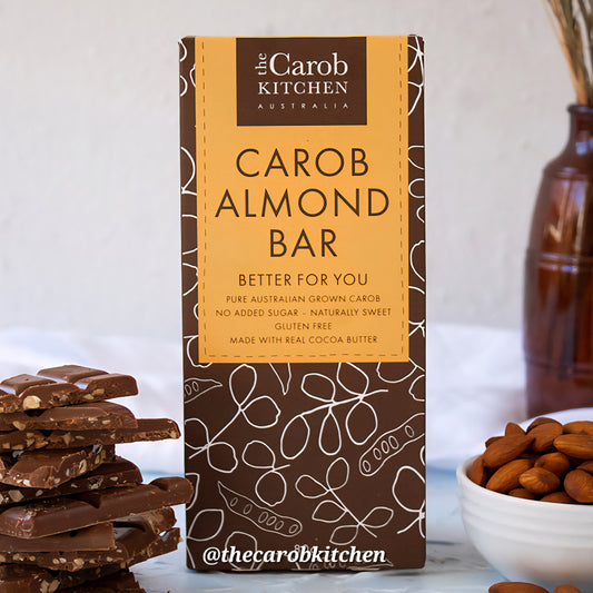 The Carob Kitchen - Gluten Free, Diabetic Friendly, No Added Sugar - Almond Carob Bar (80g) by Krisp N Krunch