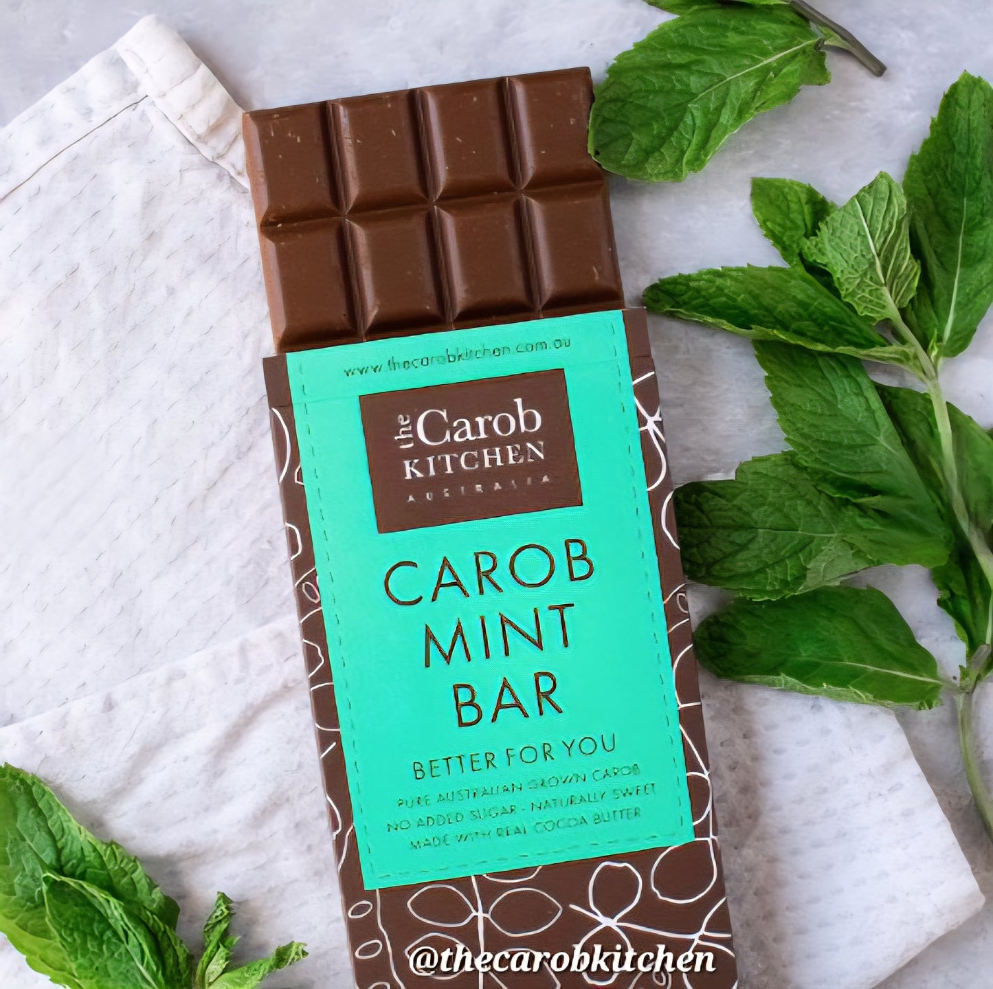 The Carob Kitchen - Gluten Free, Diabetic Friendly, No Added Sugar - Mint Carob Bar (80g) by Krisp N Krunch