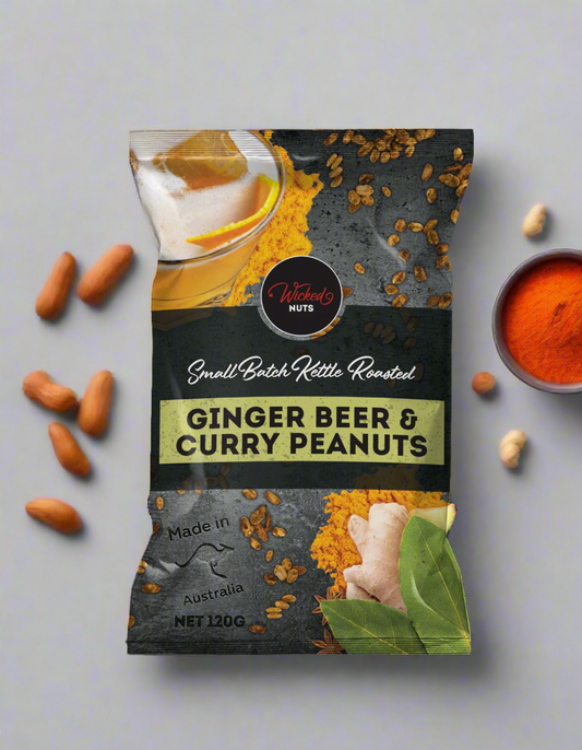 Wicked Nuts - Gluten Free, Dairy Free, Vegan - Ginger Beer and Curry Peanuts