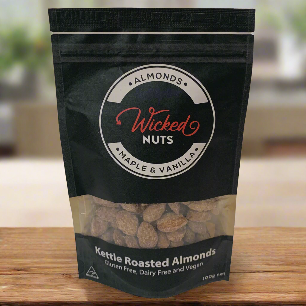 Wicked Nuts - Gluten Free, Dairy Free, Vegan - Maple & Vanilla Roasted Almonds