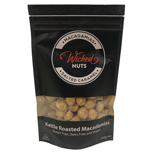 Wicked Nuts - Gluten Free, Dairy Free, Vegan - Salted Caramel Macadamias (100g)