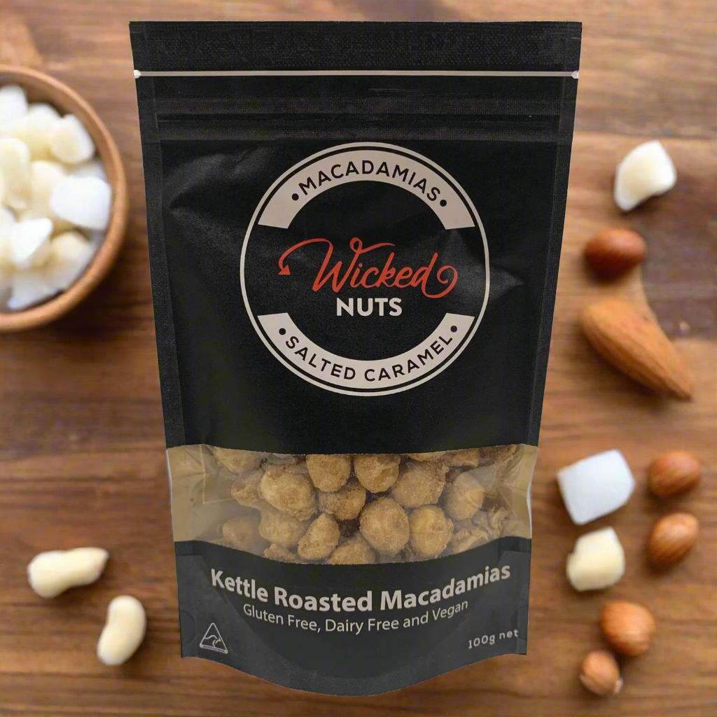 Wicked Nuts - Gluten Free, Dairy Free, Vegan - Salted Caramel Macadamias (100g)