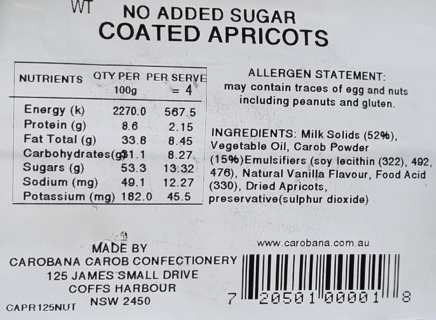 COATED APRICOTS  (No Added Sugar)