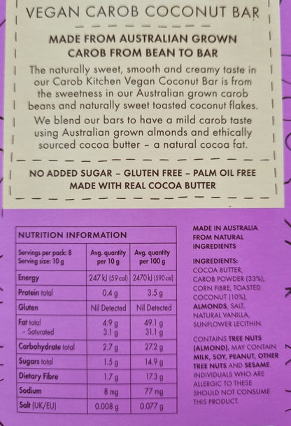 DAIRY FREE CAROB BAR (Vegan)