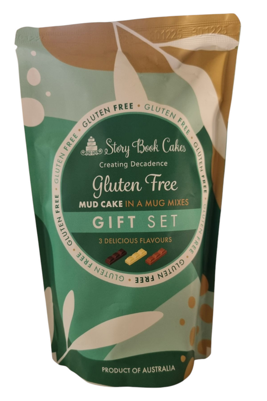 Story Book Cakes - Gluten Free - Mug Mud Cake Mix (3 x 75g) - Chocolate (White and Milk) and Caramel