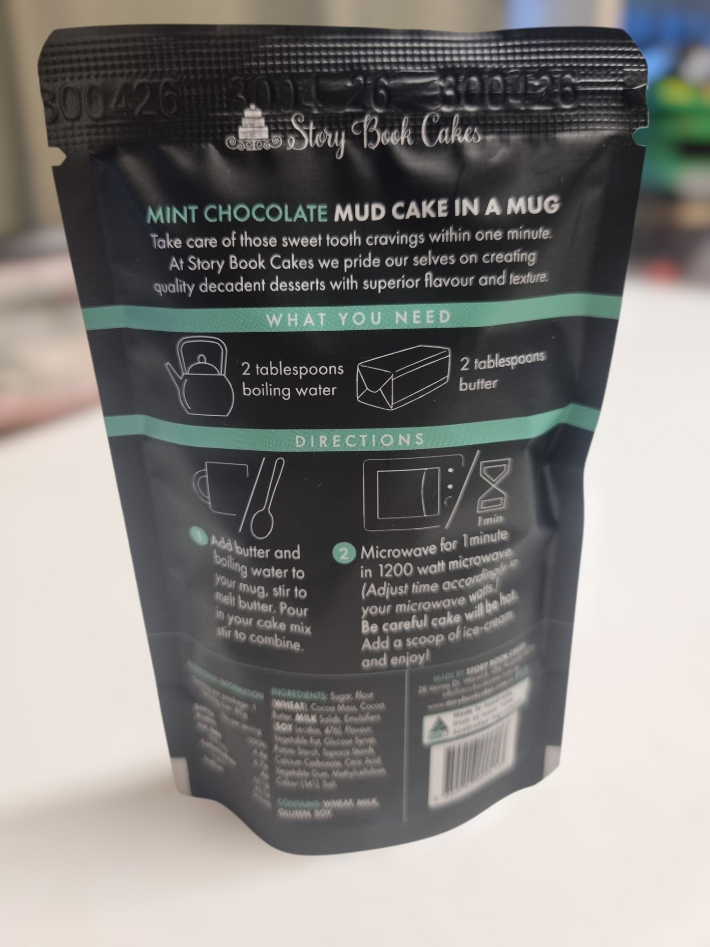 Story Book Cakes - Choc Mint Mud Cake - In a Mug (80g)