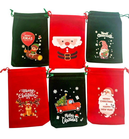 Christmas Limited Edition Small (13cm x 18cm) Velvet Drawstring 1 x Bag Only