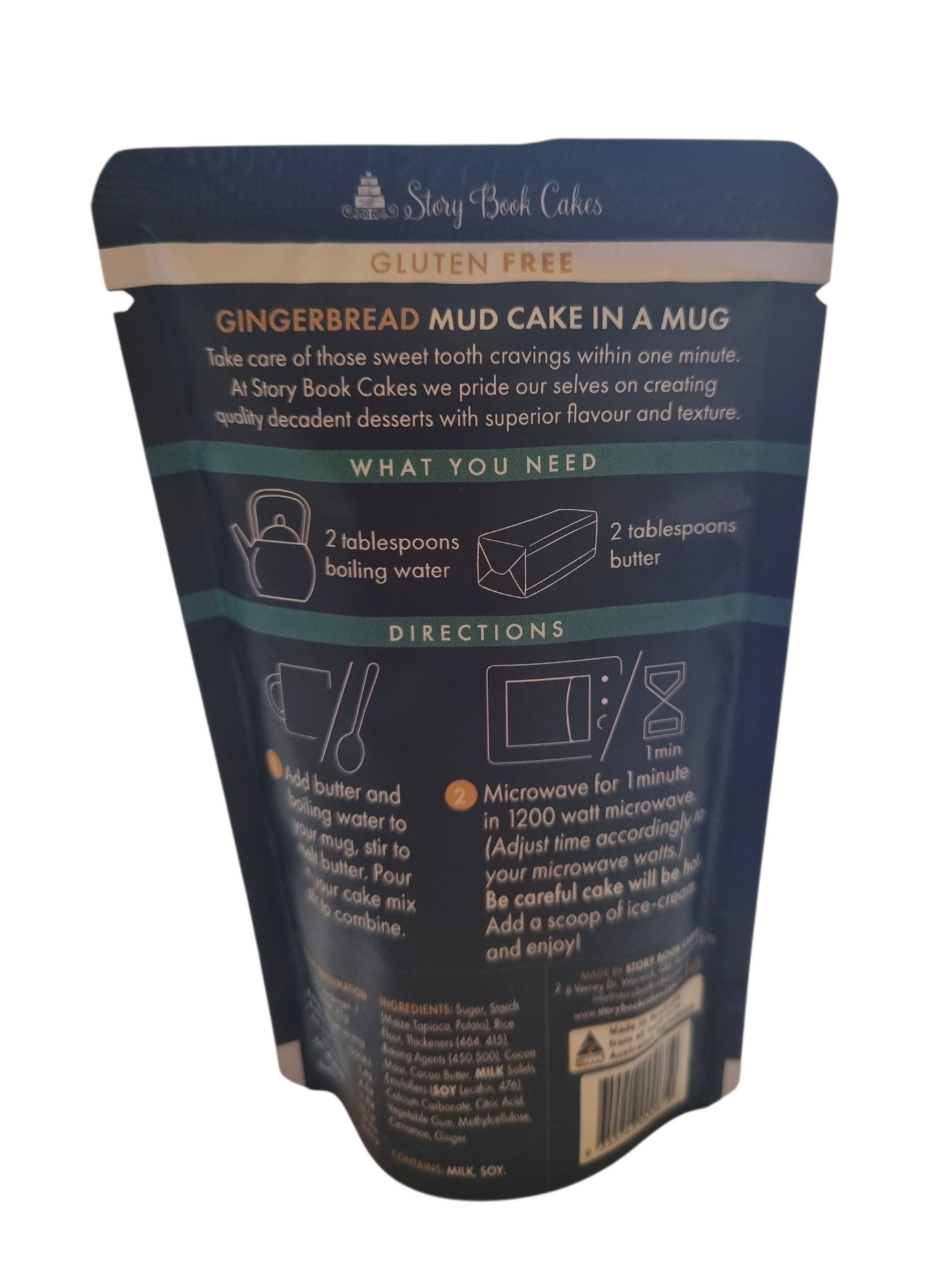 Christmas - Limited Edition - Gluten Free, Egg Free - Story Book Cakes - Gingerbread Mud Cake - In a Mug (75g)