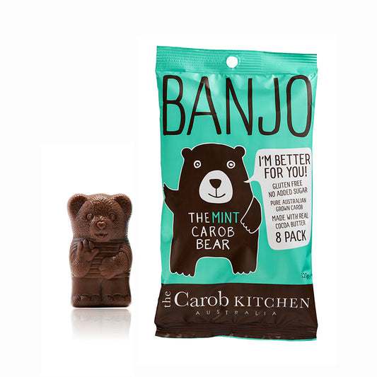 The Carob Kitchen - Banjo Bear (8 pack) - Healthy Caffeine-Free Kids Snack, Great for Lunchboxes! - - Gluten Free - No Added Sugar -Mint, Coconut & Milk