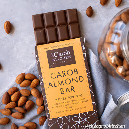 The Carob Kitchen - Gluten Free, Diabetic Friendly, No Added Sugar - Almond Carob Bar (80g) by Krisp N Krunch