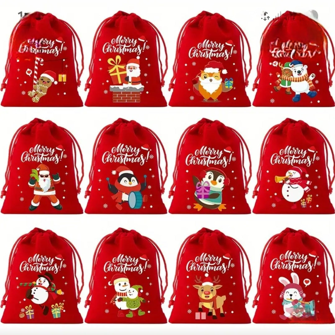 Christmas Limited Edition Med (13cm x 18cm) Velvet Drawstring 1 x Bag Only