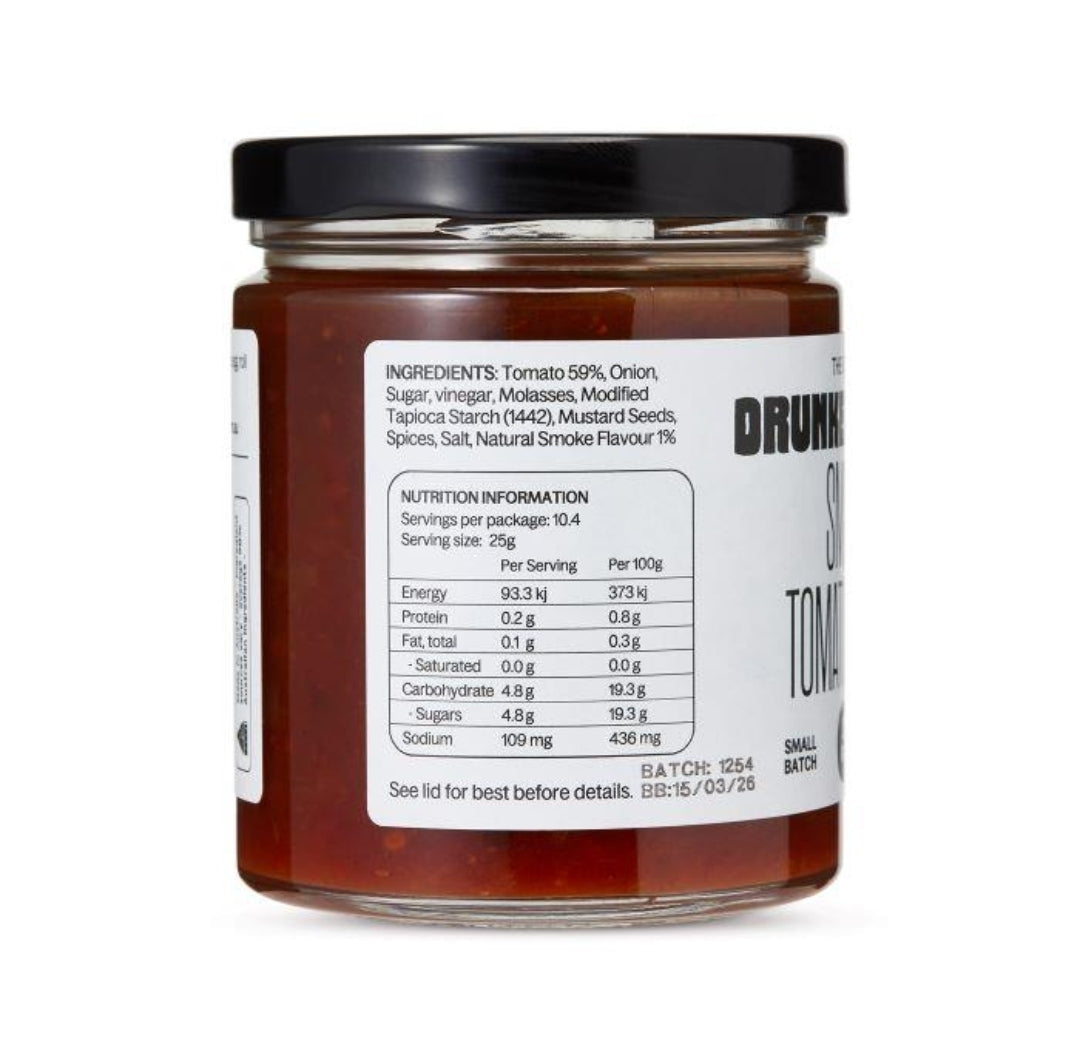 Drunken Sailor - Gluten Free, Dairy Free, Vegan - Smokey Tomato Relish (260g) - Award Winning