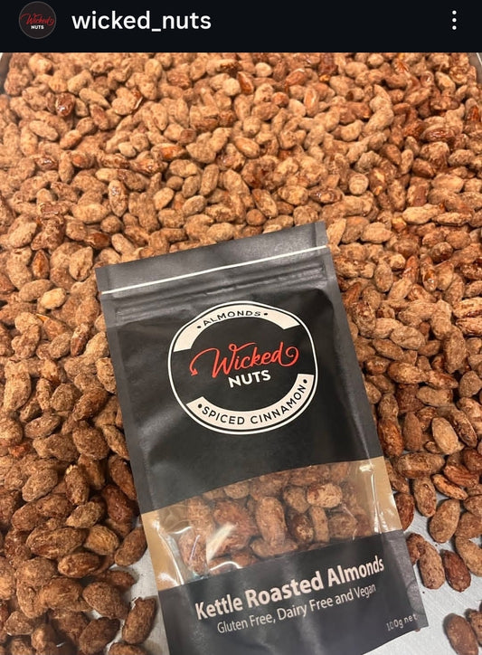 Wicked Nuts - Gluten Free, Dairy Free, Vegan - Spiced Cinnamon Roasted Almonds 100g