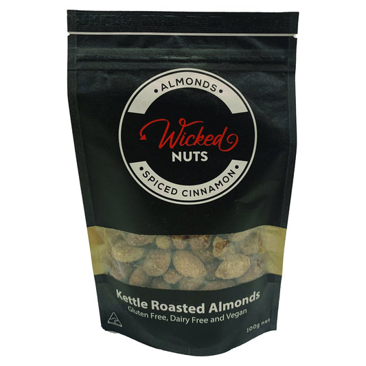 Wicked Nuts - Gluten Free, Dairy Free, Vegan - Spiced Cinnamon Roasted Almonds 100g