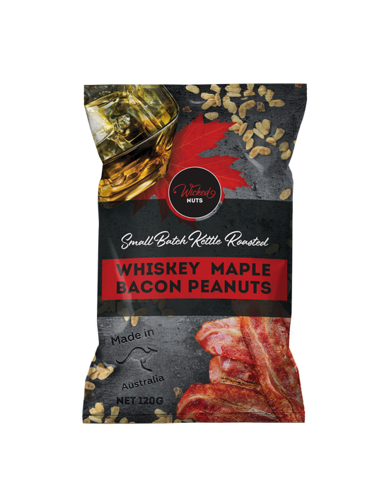 Wicked Nuts - SAVE 14% - Gluten Free, Dairy Free - Whiskey Maple Bacon Peanuts - BB4 25th Nov 25