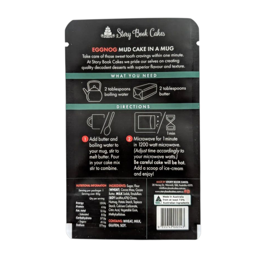 Christmas - Limited Edition - Story Book Cakes - Eggnog Mud Cake - In a Mug (80g)